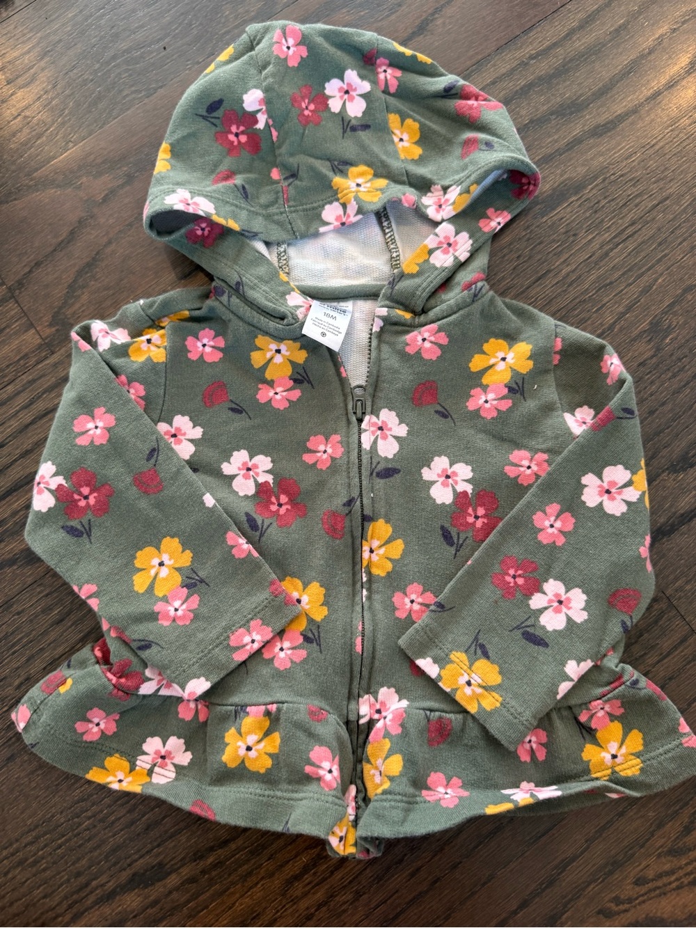 18 Month Floral Zip Up Sweater